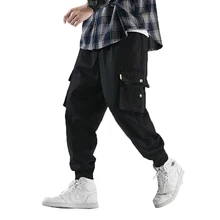 Мужские повседневные спортивные штаны, мешковатые брюки для бега, облегающие брюки, уличная одежда, хип-хоп мужские брюки-карго, мужские длинные черные брюки для фитнеса