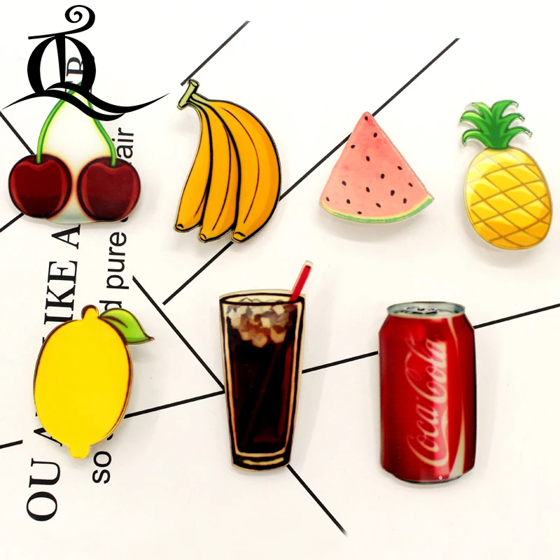 

TQ 1PCS MIX fruit Cartoon Icons on The Pin Kawaii Icon Badge Bacges on Backpack Badges for Clothing Acrylic Badges NO6