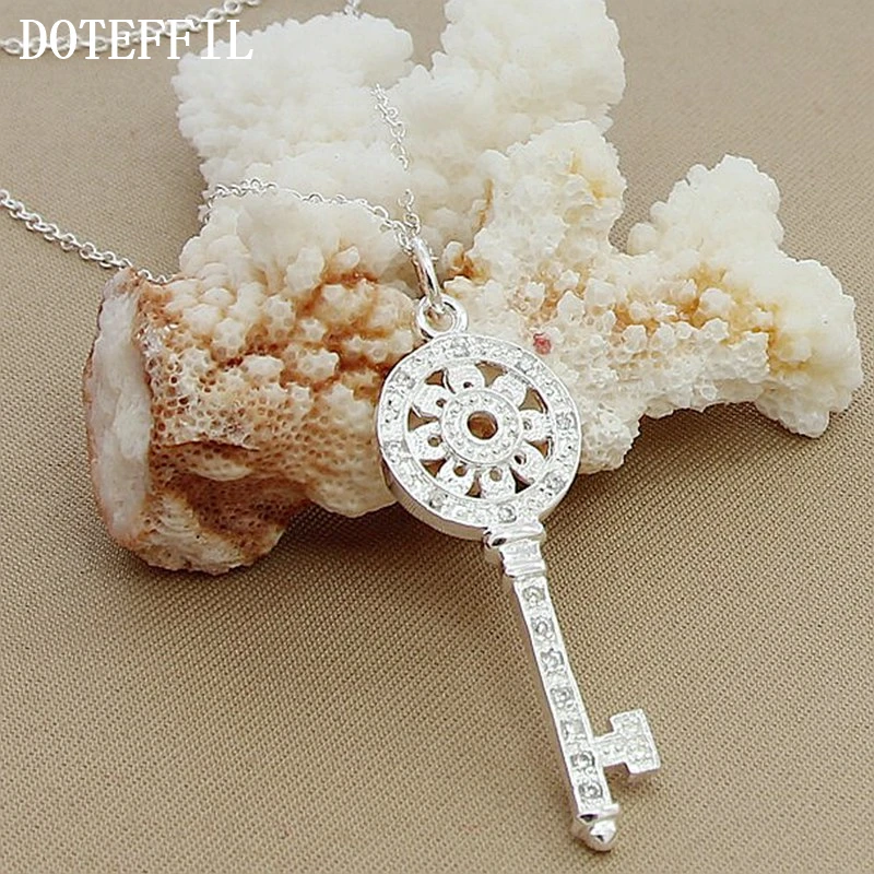 Цепочка DOTEFFIL из серебра 925 пробы с кулоном в виде круглого ключа 18 дюймов|fashion