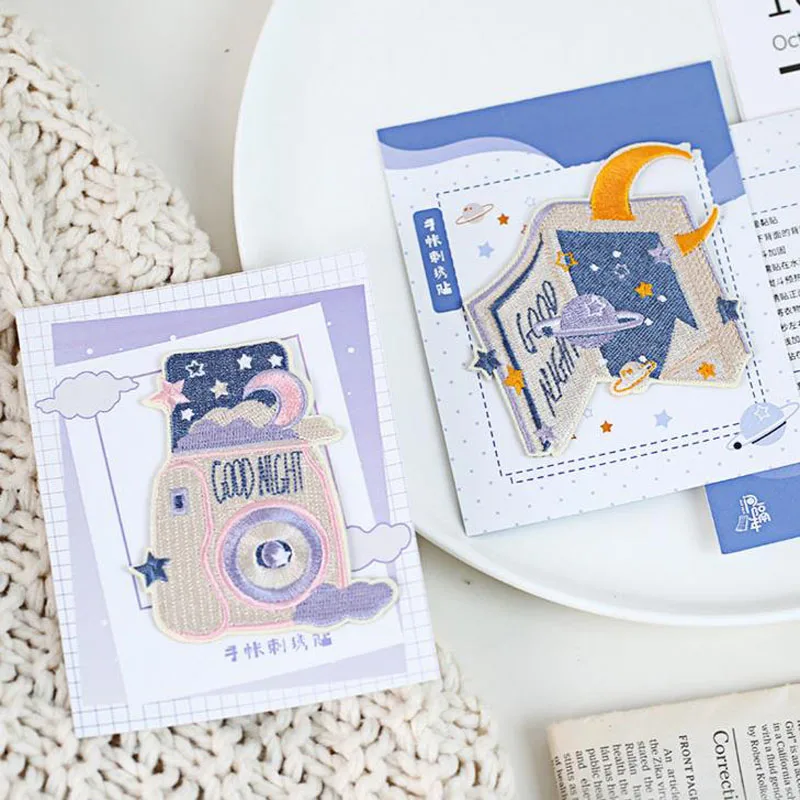 

1 Pcs Creative Starry Sky Camera Theme Embroidery Patch Stickers Badge DIY Clothing Book Decals Escolar Sticker Stationery
