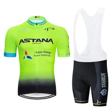 Fluor Green Astana одежда для велоспорта Джерси Быстросохнущий велосипед для мужчин одежда профессиональная команда Велоспорт Джерси 9D набор велошорт