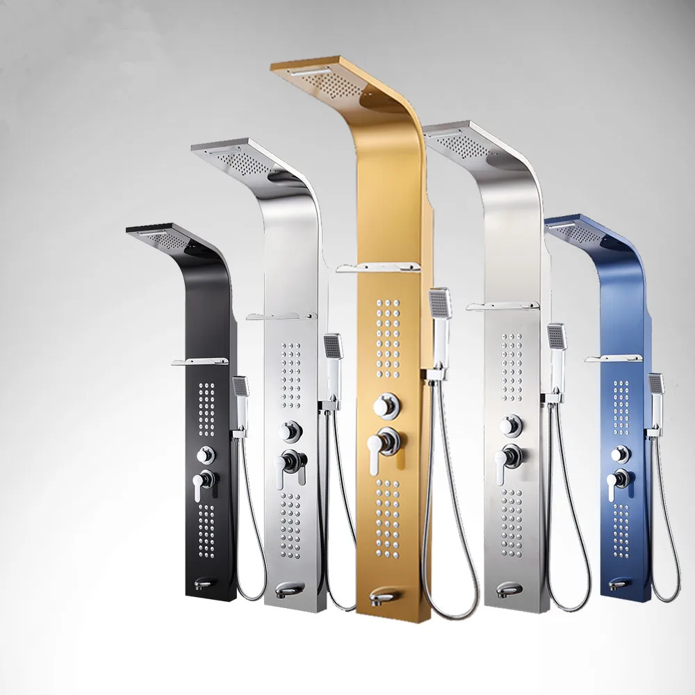 Shower Panel 5 Color Stainless Steel Rainfall Shower Set Massage System