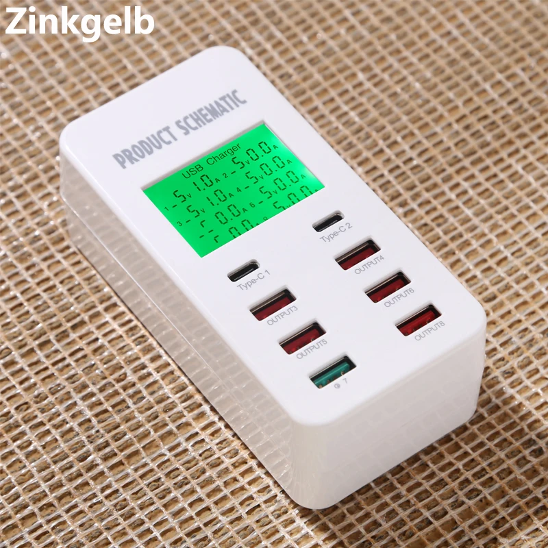 

Universal Desktop LCD Screen USB Charging Dock Smart Multi Port Quick Charge 3.0 USB Type C Fast Charger Station EU UK US Plug