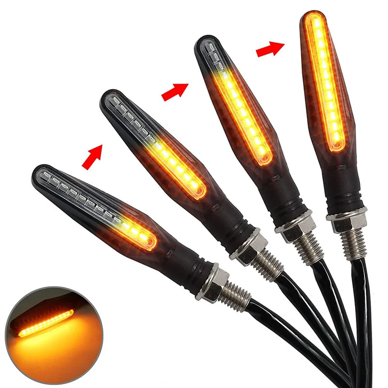 

4x Motorcycle LED Turn Signal Lamp Sequential Flowing Indicator Light Amber Chopper Cafe Racer Old School Bobber Touring