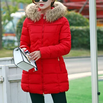 

Plus Size Coats Female Long Jacket 2018 Winter Women Fake Fur Collar Warm Parka Outerwear Down Jacket Coat Casaco Feminino