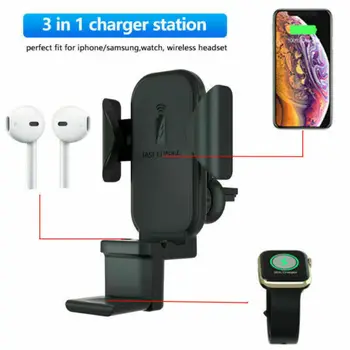 

3 in 1 Wireless Car Charger Fast Charger Car Mount Holder Stand For iPhone For iWatch Watch For Airpods 3C10