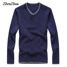 Мужские вязаные свитера, Мужской пуловер, Осень-зима, v-образный вырез, Одноцветный, размера плюс, облегающий кашемировый мужской свитер, высокое качество, M-8XL