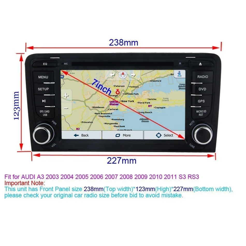 Best Car Radio DVD Android Unit Intelligent Multimedia Player GPS Navigator For Audi A3 2003 2004 2005 2006 2007 2008 2009 2010 2011 3