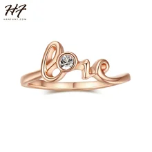 Qualidade superior concisa cristal anel de amor para mulher rosa branco cor ouro cristais austríacos tamanhos completos presente do dia dos namorados r194