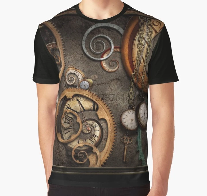 

All Over Print 3D Tshirt Men Funny T Shirt Steampunk - Abstract - Time is complicated Full Print Big print Graphic T-Shirt