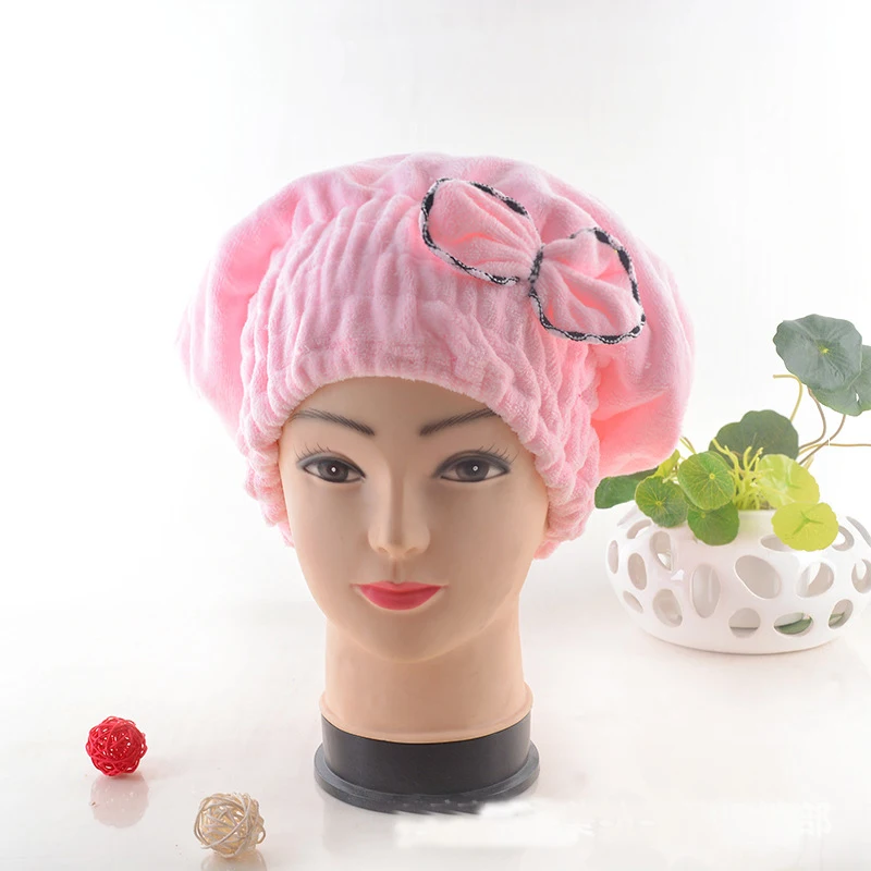 Nano Microfiber Princess Dry Hair Hat Bowknot Thickened fast dry lace shower cap Drop Shipping