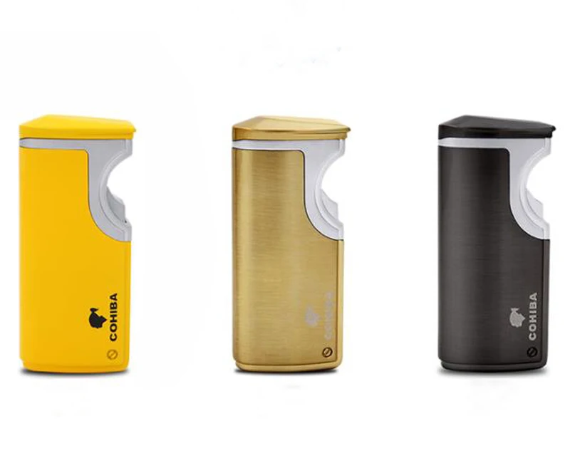 

COHIBA Charger For Induction Elegant Windproof Cigar Lighter 3 Flame Jet Torch Lighters Metal Cigarette W/Built-in Cigar Punch