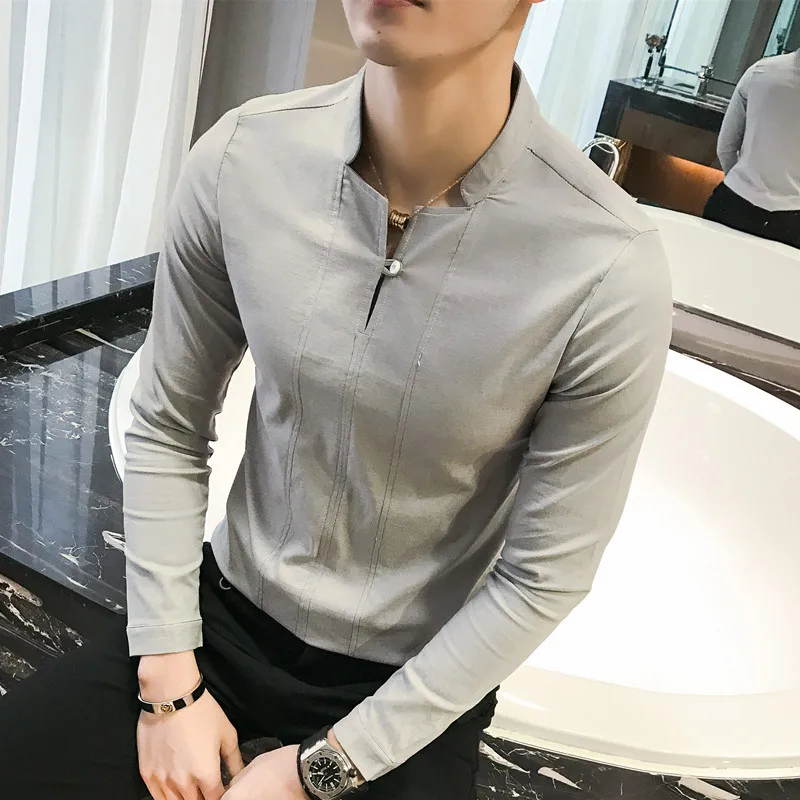 Новинка 2017 года Стенд воротник Рубашки для мальчиков мужские белые Camisa