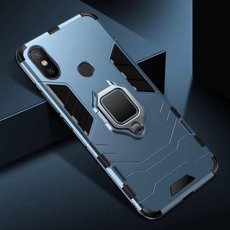 Dark Blue ITEUU подставка держатель Броня чехол для Xiaomi Redmi 6 6 PRO Чехлы противоударный Противоударный задняя крышка для Redmi 6 6PRO - Цвет: Dark Blue