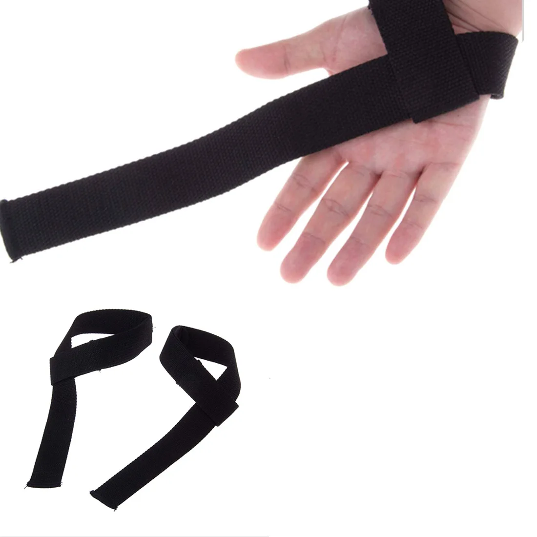 1Pair Weight Lifting Strap Hand Wrist Support Straps Brace Pad Fitness Gym Body Building Training Weightlifting Wrap Grip Gloves