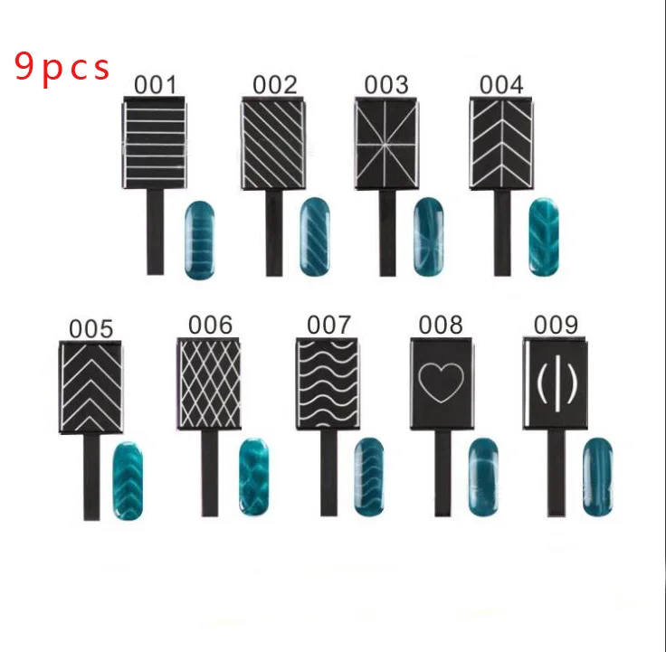 

9 pcs/pack Strip Magical Magnet Stick for Cat Eye Gel Polish Nail Art Manicure Tool 3D Effect UV Gel Tools