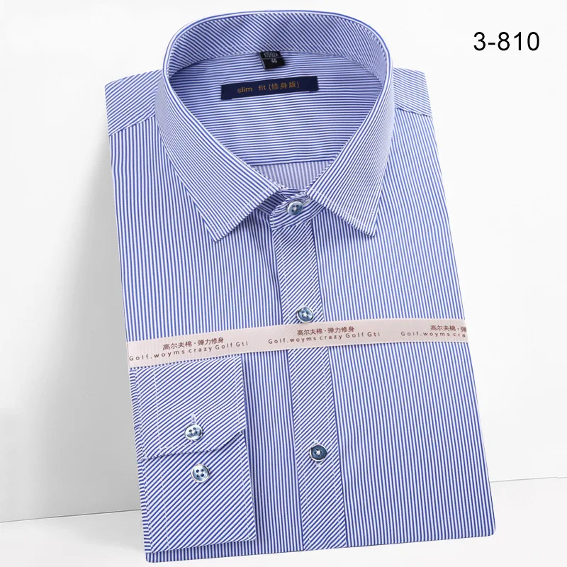 Эластичная полосатая Мужская рубашка с длинным рукавом, Повседневная рубашка, мужская деловая рубашка, приталенный дизайн, синий, черный, розовый, 4XL