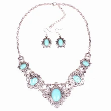 HOT new New luxury silver Women Green color Rhinestone bohemia heavy indian bridal jewelry sets