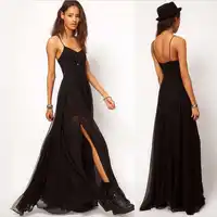 Famous Brand Women Summer Sexy Off Shoulder Black Open Fork Long Maxi Dress Party Club Casual Chiffon Dresses XL XXL