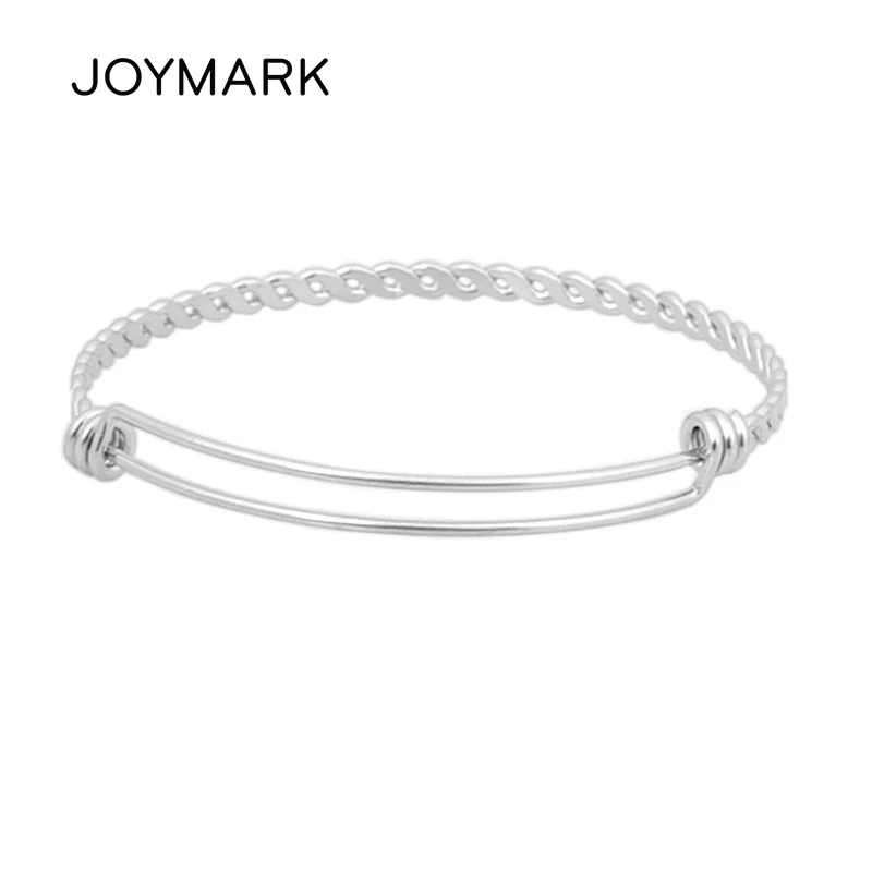 

JOYMARK 20 шт./лот новейшая мода 1,5 мм регулируемый браслет из нержавеющей стали с подвеской и витой проволокой