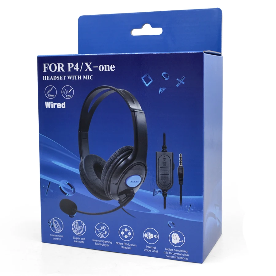 For PS4 Wired Gaming Headset headphones Earphones with microphone for PlayStation 4 PS4 X-ONE PC Phone and Laptop