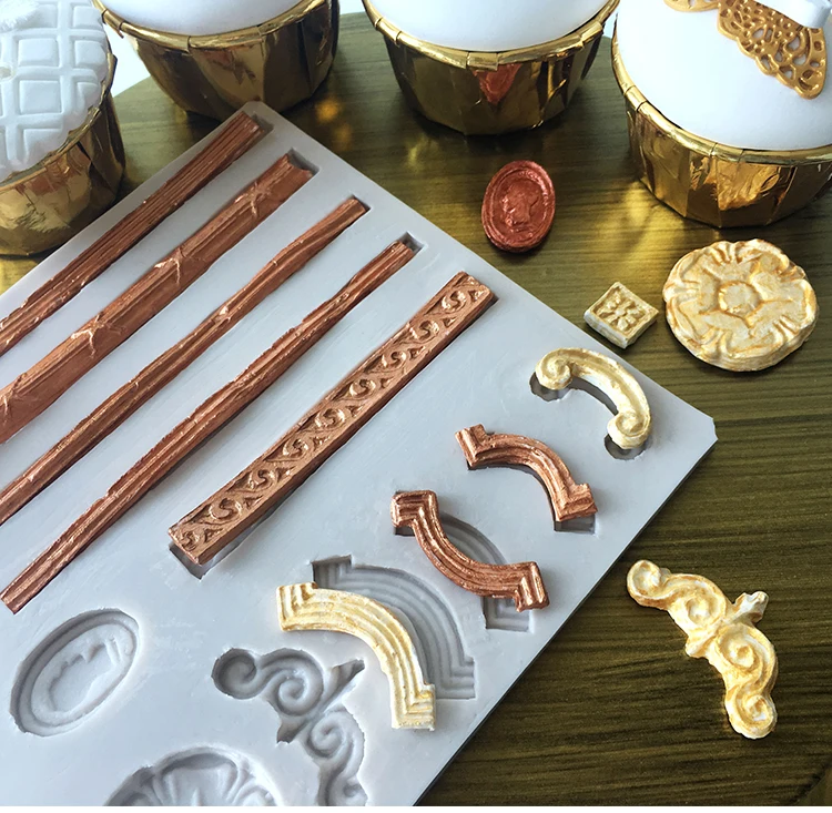 

Silica gel silicone molds fondant cake mold European Embossed Decorative Long Vintage Pattern Style Baking Mould