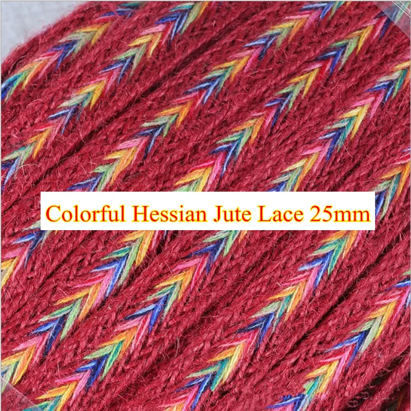 

25mm Rustic Braided Hessian Jute twine Lace Colorful burlap Trim Edging gimp Craft supplies Zakka macrame free shipping 10m
