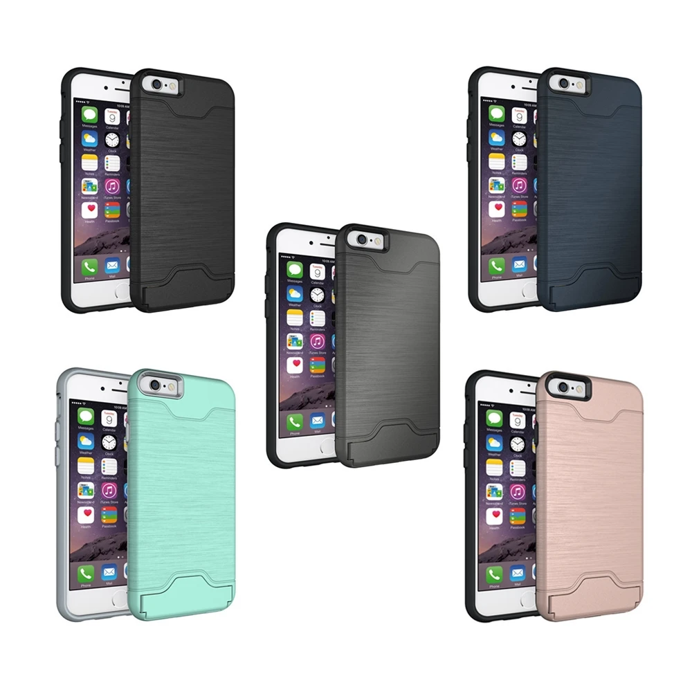 bilder für Für Apple iPhone 7 Hybrid Drahtziehen Rüstung Fall für iPhone 7 plus Mit Standplatz-kartenhalter bilder für Für Apple iPhone 7 Hybrid Drahtziehen Rüstung Fall für iPhone 7 plus Mit Standplatz-kartenhalter