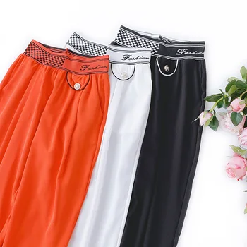 

2020 Summer New Arrival Slipping Ice-silky Chiffon Pants Thin Ankle-Length Harem Pants Fashion Turnip Pants 3 Colors Available