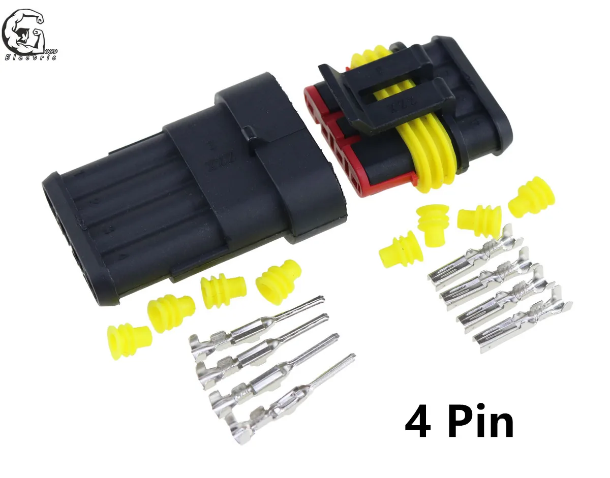 1 комплект 1 Pin/2 Pin/3 Pin/4 Pin/5 Pin/6 Pin Женский Мужской способ AMP супер уплотнение водонепроницаемый электрический провод разъем для автомобиля - Цвет: 4 Pin