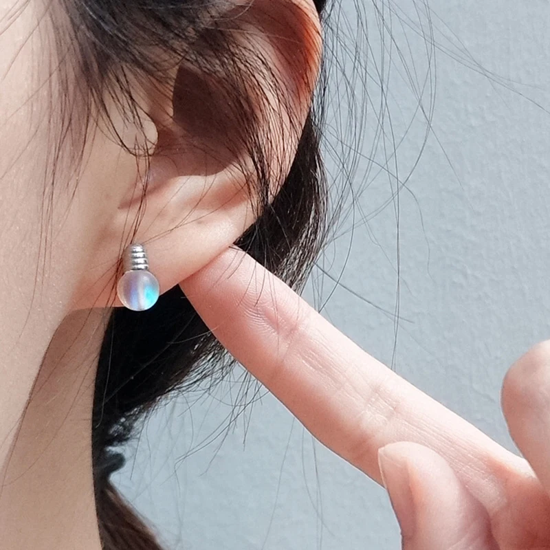 

BALMORA 100% Real 925 Sterling Silver Cute Fun Matte Bulb Stud Earrings for Princess Style Earrings Jewelry Brincos YCE3128