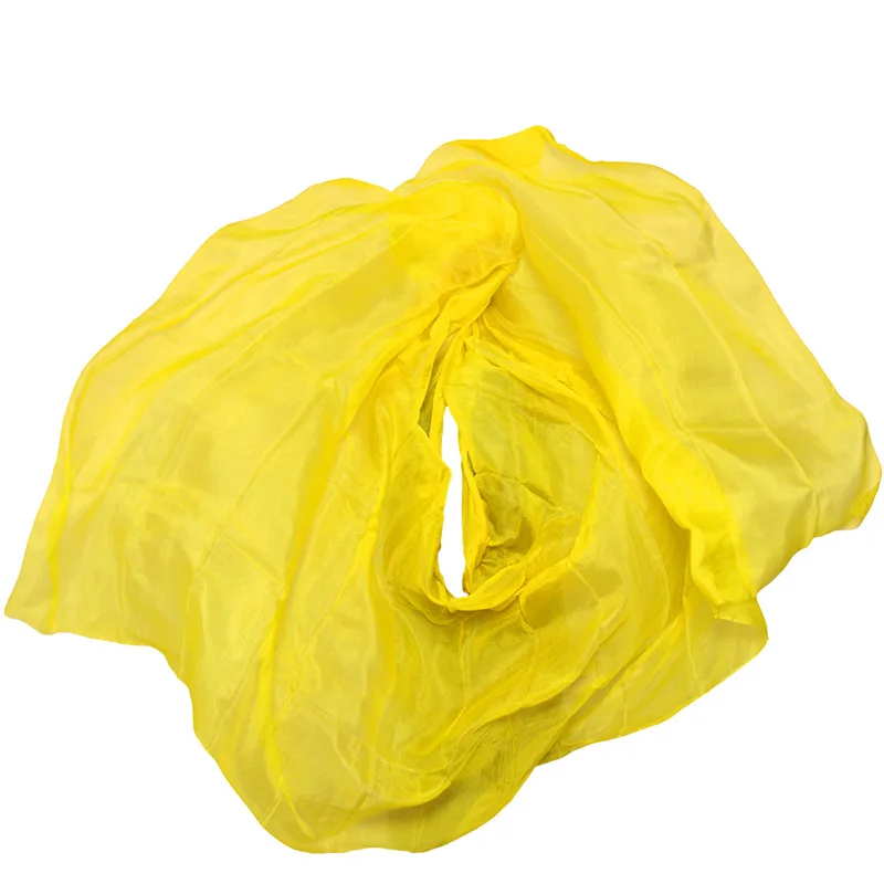 Silk Belly Dance Veils Shawl Scarf Pure Yellow Color Belly Dance Practice Performance Silk Veils