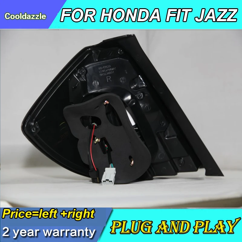 Для Honda Fit Jazz светодиодный задний фонарь Хэтчбек 2009 2000 2010 2011 2012 Задние огни сзади лампы на черной подошве; Цвета: черный, прозрачная поверхность