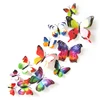 12Pcs Mixed color Double layer Butterfly 3D Wall Sticker for wedding decoration Magnet Butterflies Fridge stickers Home decor 4
