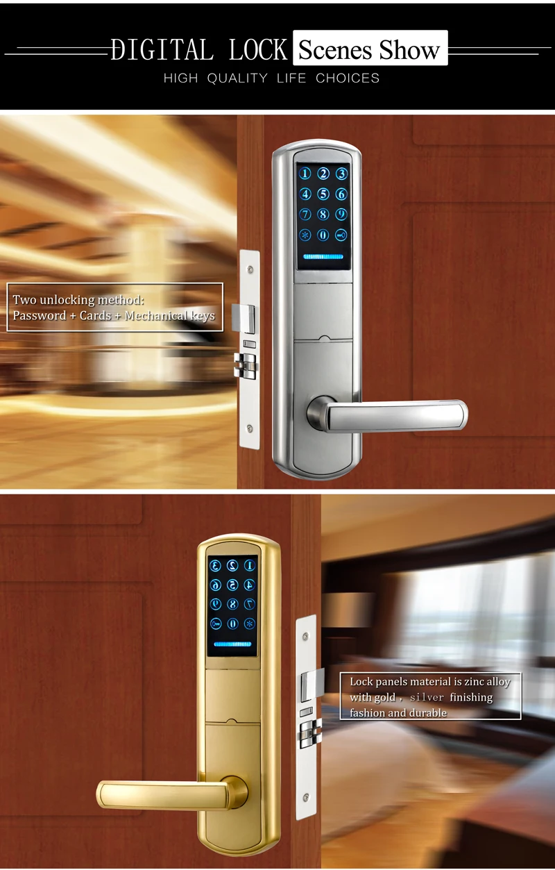 ZAG918 Security Combination Digital Card  Code Touch Screen Keypad Password Lock Door