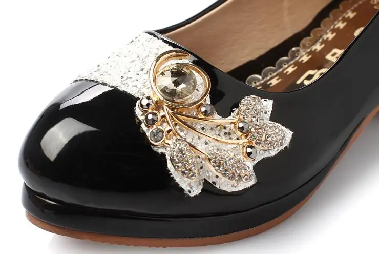 Детская обувь принцессы для девочек; блестящие стразы на высоком каблуке; женские вечерние модельные туфли с бисером и стразами; Размеры 26-37