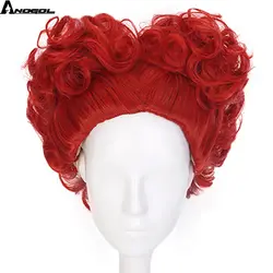 Anogol высокое температура волокно короткие глубокая волна Алиса в стране чудес красный queen синтетический косплэй парик для Вечерние Партии