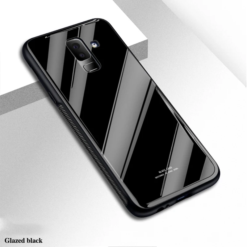 Чехол из закаленного стекла для samsung Galaxy S9 S8 Plus Note 9 8 S7 Edge J5 J7 J2 Prime J3 Pro J5 J7 роскошный силиконовый бампер - Цвет: Black