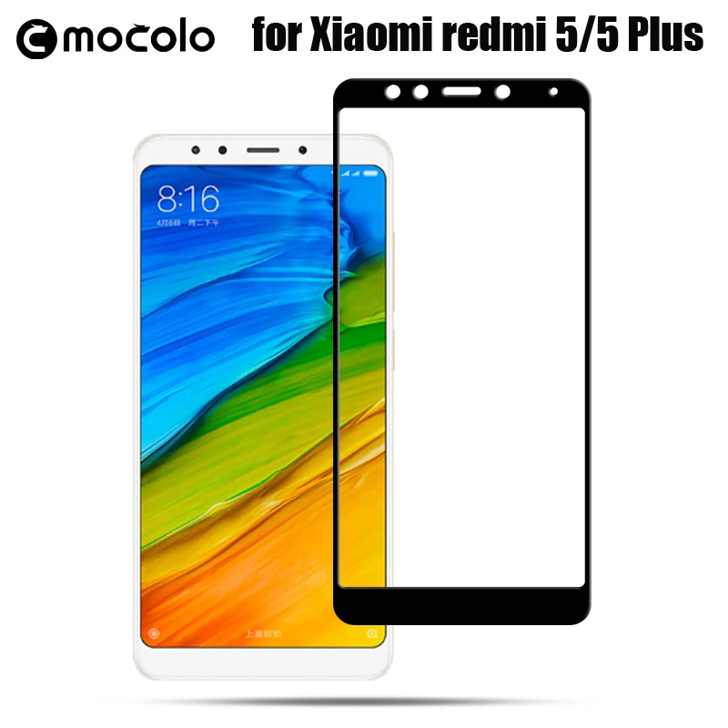 

Mocolo Tempered Glass Screen Protector For Xiaomi Redmi 5 9H Hardness Full Cover Screen Protector Glass Film for Redmi 5 Plus