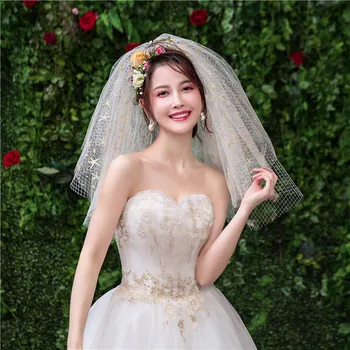 

Voile Mariage Court 2020 New Simple Vintage Wedding Veils Sequins Short Bride Wedding Veil Velos De Novia Accessories Mariage