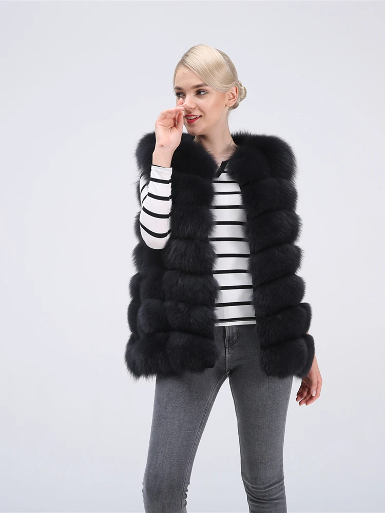 Real Fox Fur Vest Jacket Waistcoat Short sleeveless Vest woman winter warm Natural Fur Vest Real Fur Jacket Fox Fur Coats