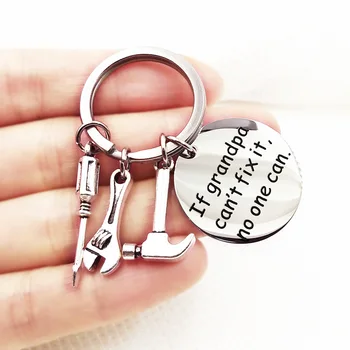 

Fashion Repair tool Keyring Engrave if grandpa can't fix it,no one can keychain Stainless Steel key ring Pendant