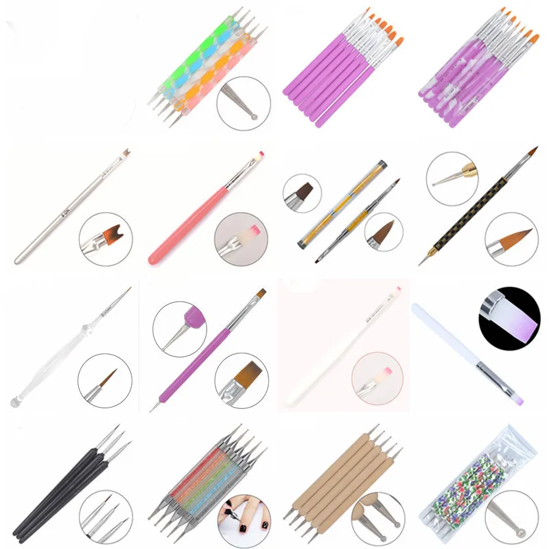 

YZWLE 21 Different Styles DIY Nail Art Acrylic UV Gel Design Brush Painting Drawing Pen Tips Tools Kit (X01-21)