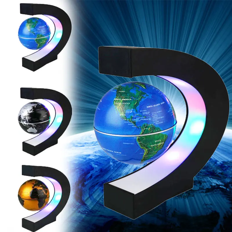 

Luminous LED Globe Light Magnetic Levitation World Map 3.5inches C Shape LED Decoration Living Room Home Bedroom DIY Study