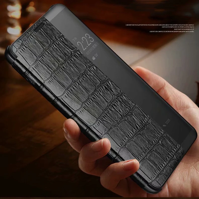 Чехол книжка из натуральной кожи с крокодиловой текстурой для huawei P20 Pro чехол Huawei
