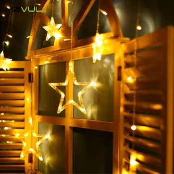 

2.5M Christmas Lights EU AC220V Romantic Fairy Star LED Curtain String Light xmas Garland Light For Wedding Holiday Party Decor