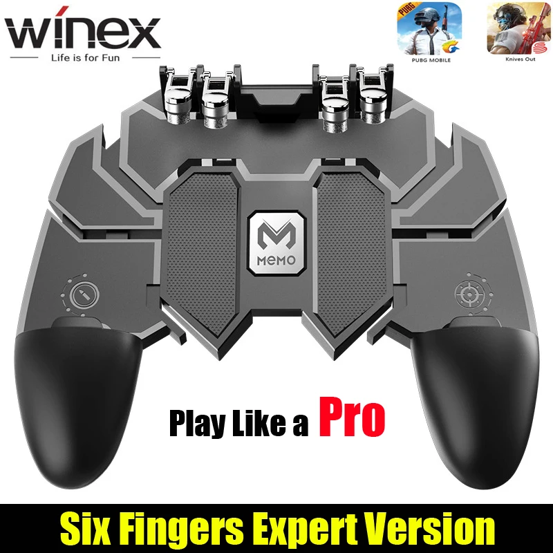 Winex Pubg игры геймпад для игра для мобильного телефона контроллер l1r1 шутер триггер огонь Кнопка для IPhone для ножи из шести пальцев