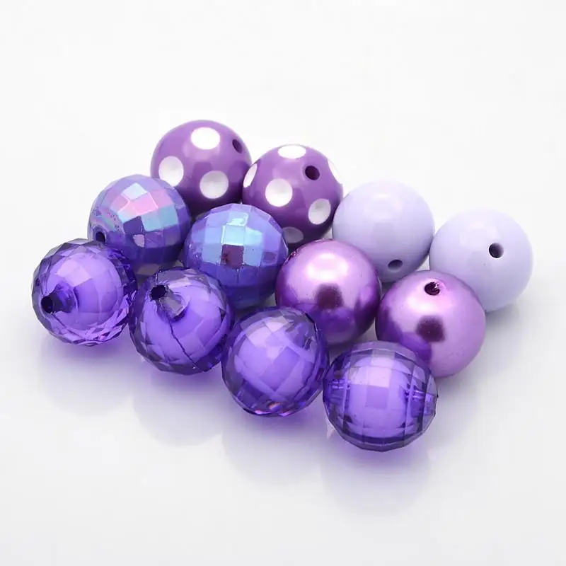 

round snap bubblegum acrylic beads, imitation pearl & ab color & opaque & bead in bead style, mediumpurple, 20mm, hole: 2~3mm;
