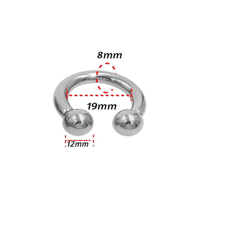 1 шт нержавеющая сталь Hugsize кольцо для носа подковообразные кольца BCR кольцо пирсинг серьги - Окраска металла: 8x19x12x12mm