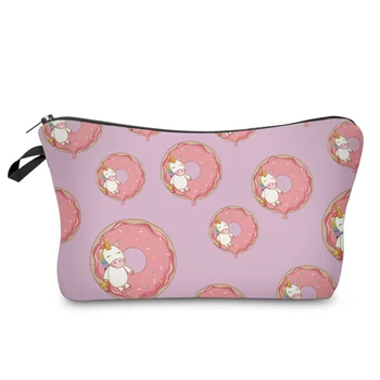 

Hot Sale Women Zipped Make Up Bag Cute Doughnuts Animals Pattern Travel Cosmetics Bag Ladies Organizer Pouch Storage Necessaire